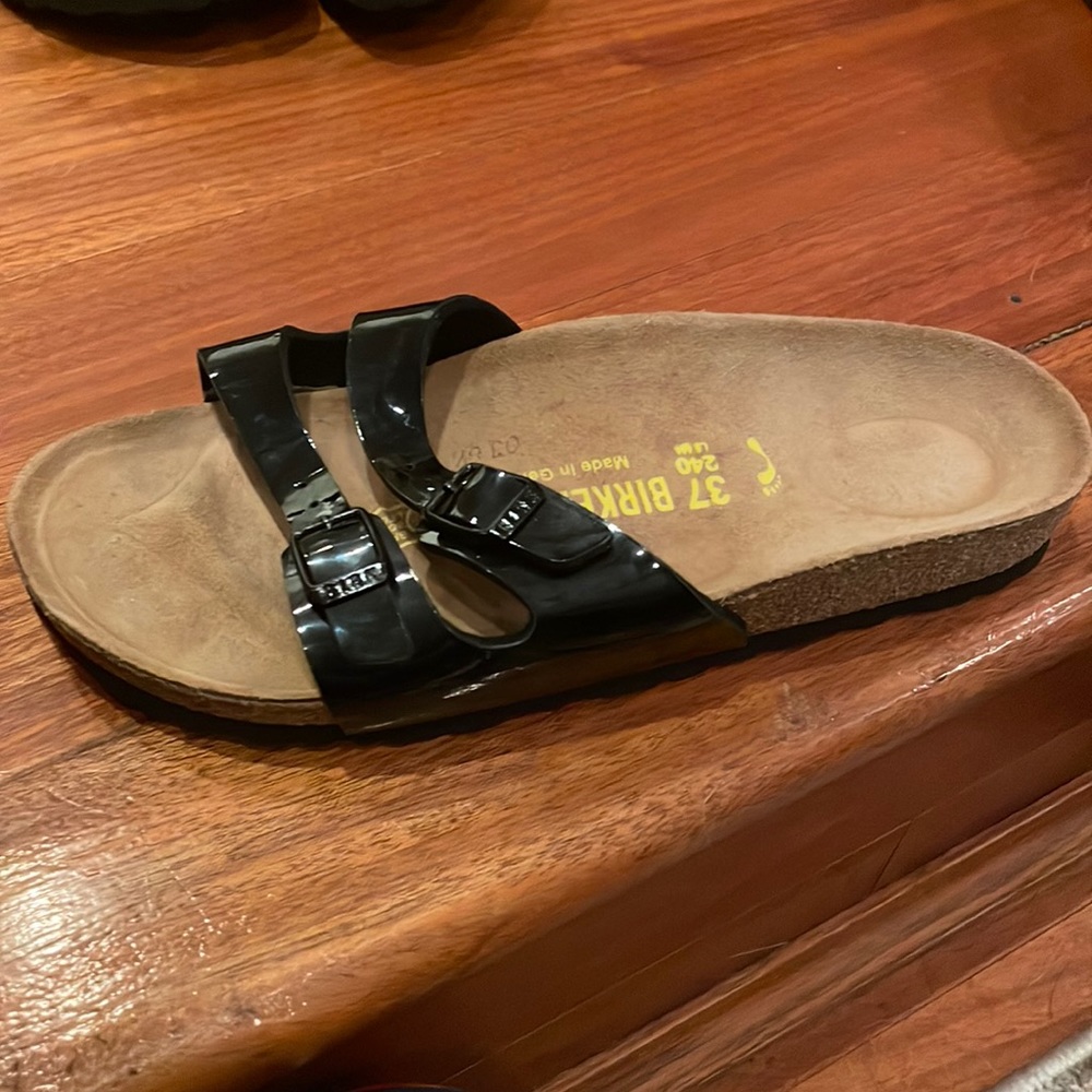 Black patent leather Birkenstocks